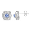 Thumbnail Image 3 of Gems of Serenity Cushion-Cut Blue & White Lab-Created Sapphire Earrings Sterling Silver