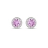 Thumbnail Image 2 of Gems of Serenity Pink & White Round Lab-Created Sapphire Earrings Sterling Silver