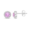 Thumbnail Image 3 of Gems of Serenity Pink & White Round Lab-Created Sapphire Earrings Sterling Silver