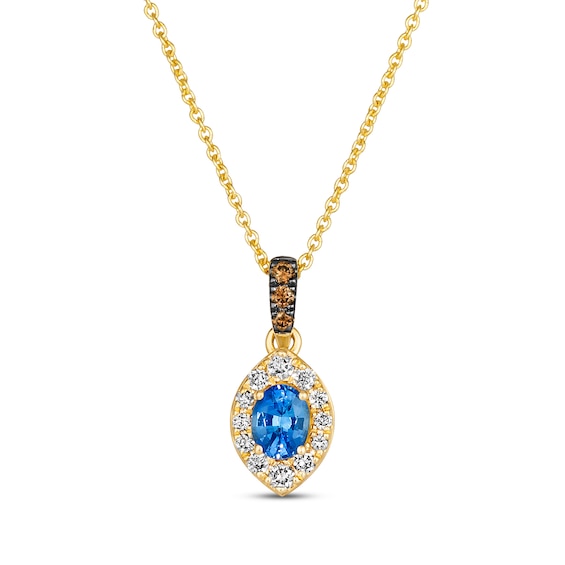 Le Vian Oval-Cut Blue Sapphire Necklace 1/8 ct tw Diamonds 14K Honey ...