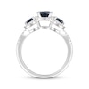 Thumbnail Image 3 of Emerald-Cut & Pear-Shaped Blue Sapphire & Diamond Three-Stone Ring 1/3 ct tw 10K White Gold