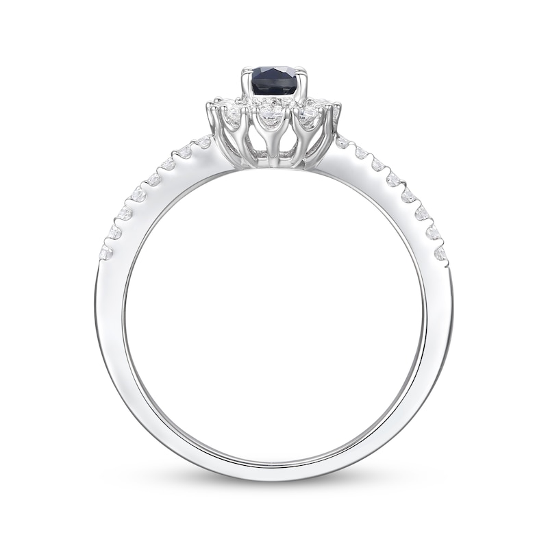 Oval-Cut Blue Sapphire & Diamond Ring 1/3 ct tw 10K White Gold | Kay