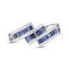 Thumbnail Image 1 of Square-Cut Blue Sapphire & Round-Cut Diamond Bypass Ring 1/4 ct tw 10K White Gold