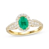 Thumbnail Image 1 of Oval-Cut Emerald & Diamond Ring 3/8 ct tw 10K Yellow Gold