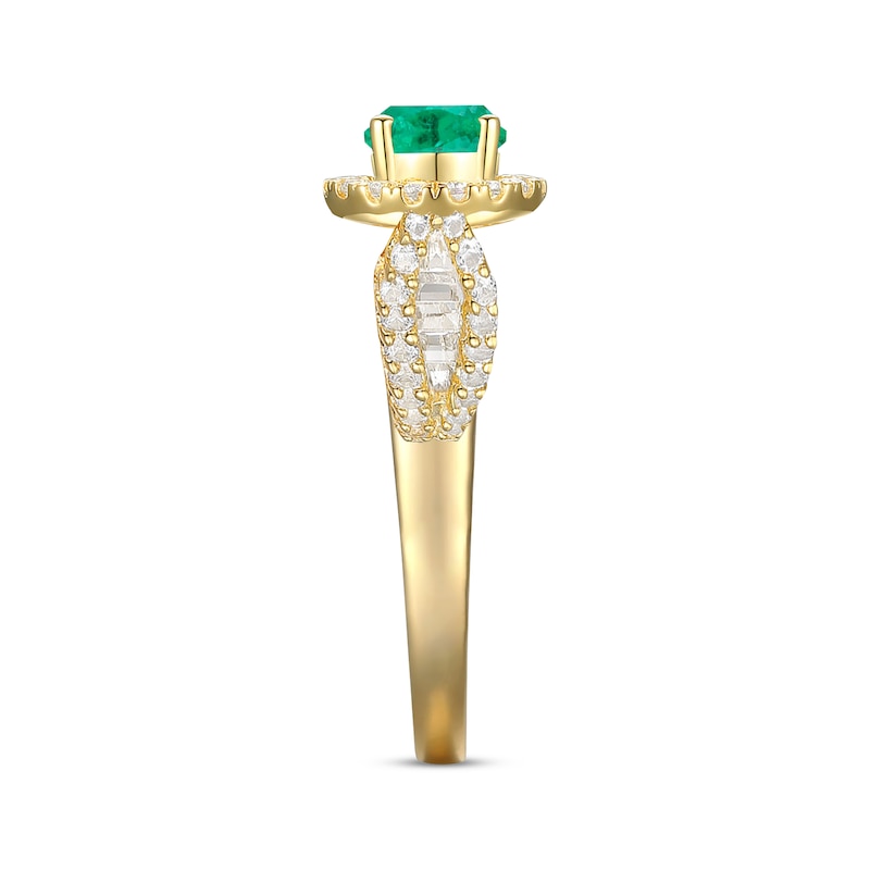 Main Image 2 of Oval-Cut Emerald & Diamond Ring 3/8 ct tw 10K Yellow Gold