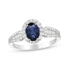 Thumbnail Image 1 of Oval-Cut Blue Sapphire & Diamond Ring 3/8 ct tw 10K White Gold