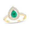 Thumbnail Image 1 of Pear-Shaped Emerald & Diamond Ring 1/2 ct tw 10K Yellow Gold