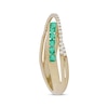 Thumbnail Image 2 of Round-Cut Emerald & Diamond Crossover Ring 1/4 ct tw 10K Yellow Gold