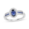 Thumbnail Image 1 of Oval-Cut Blue Sapphire & Round-Cut Diamond Ring 1/5 ct tw 10K White Gold