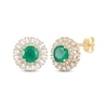 Thumbnail Image 1 of Round-Cut Emerald & Diamond Stud Earrings 1/2 ct tw 10K Yellow Gold