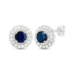 Round-Cut Blue Sapphire & Diamond Stud Earrings 1/2 ct tw 10K White Gold