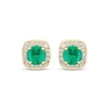 Thumbnail Image 1 of Round-Cut Emerald & Diamond Stud Earrings 1/8 ct tw 10K Yellow Gold