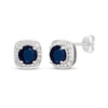 Thumbnail Image 1 of Round-Cut Blue Sapphire & Diamond Stud Earrings 1/8 ct tw 10K White Gold