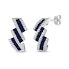 Thumbnail Image 1 of Square-Shaped Blue Sapphire & Round-Cut Diamond Drop Earrings 1/4 ct tw 10K White Gold