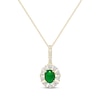 Thumbnail Image 1 of Oval-Cut Emerald & Round-Cut Diamond Necklace 1/4 ct tw 10K Yellow Gold 18”