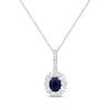 Thumbnail Image 1 of Oval-Cut Blue Sapphire & Round-Cut Diamond Necklace 1/4 ct tw 10K White Gold 18”