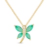 Thumbnail Image 1 of Marquise-Cut Emerald & Diamond Dragonfly Necklace 10K Yellow Gold 18&quot;