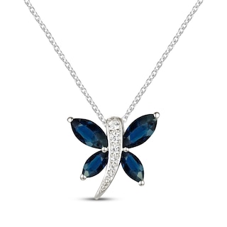 Marquise-Cut Blue Sapphire & Diamond Accent Dragonfly Necklace 10K ...