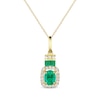 Thumbnail Image 1 of Oval-Cut Emerald & Diamond Necklace 1/10 ct tw 10K Yellow Gold 18&quot;