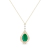 Thumbnail Image 1 of Pear-Shaped Emerald & Diamond Necklace 1/5 ct tw 10K Yellow Gold 18&quot;