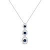 Thumbnail Image 1 of Round-Cut Blue Sapphire & Diamond Trio Necklace 1/4 ct tw 10K White Gold 18&quot;