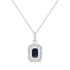 Thumbnail Image 1 of Emerald-Cut Blue Sapphire & Diamond Necklace 1/3 ct tw 10K White Gold 18”