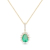 Thumbnail Image 1 of Pear-Shaped Emerald & Diamond Necklace 1/6 ct tw 10K Yellow Gold 18”