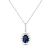 Thumbnail Image 1 of Pear-Shaped Blue Sapphire & Diamond Necklace 1/6 ct tw 10K White Gold 18”