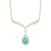 Thumbnail Image 1 of Pear-Shaped Emerald & Diamond Drop Necklace 1/3 ct tw 10K Yellow Gold 18”