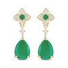 Thumbnail Image 1 of Pear-Shaped Emerald & Diamond Drop Earrings 1/10 ct tw 10K Yellow Gold