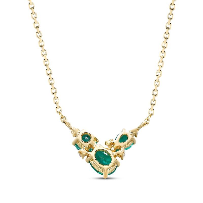 Multi-Shape Emerald & Round-Cut Diamond Necklace 1/20 ct tw 10K Yellow ...