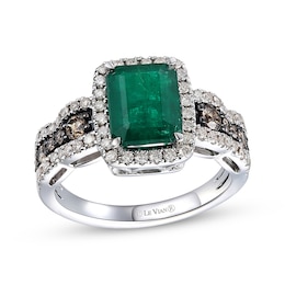 Le Vian Chocolate Waterfall Emerald Ring 3/4 ct tw Diamonds 14K Vanilla Gold