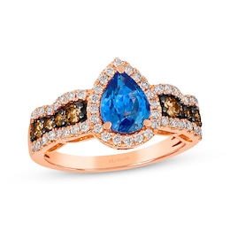 Le Vian Chocolate Waterfall Pear-Cut Sapphire Ring 3/4 ct tw Diamonds 14K Strawberry Gold