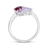 Thumbnail Image 2 of Heart-Shaped Lab-Created Ruby & Pink Lab-Created Opal, Round-Cut Pink Lab-Created Sapphire Ring Sterling Silver