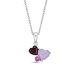 Thumbnail Image 1 of Heart-Shaped Lab-Created Ruby & Pink Lab-Created Opal, Round-Cut Pink Lab-Created Sapphire Necklace Sterling Silver 18”