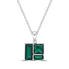 Thumbnail Image 1 of Baguette & Square-Cut Lab-Created Emerald Necklace Sterling Silver 18”