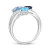 Thumbnail Image 2 of Multi-Shape Blue & White Lab-Created Sapphire, Blue Lab-Created Opal & London Blue Topaz Ring Sterling Silver