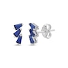 Thumbnail Image 0 of Baguette-Cut Blue Lab-Created Sapphire Drop Earrings Sterling Silver