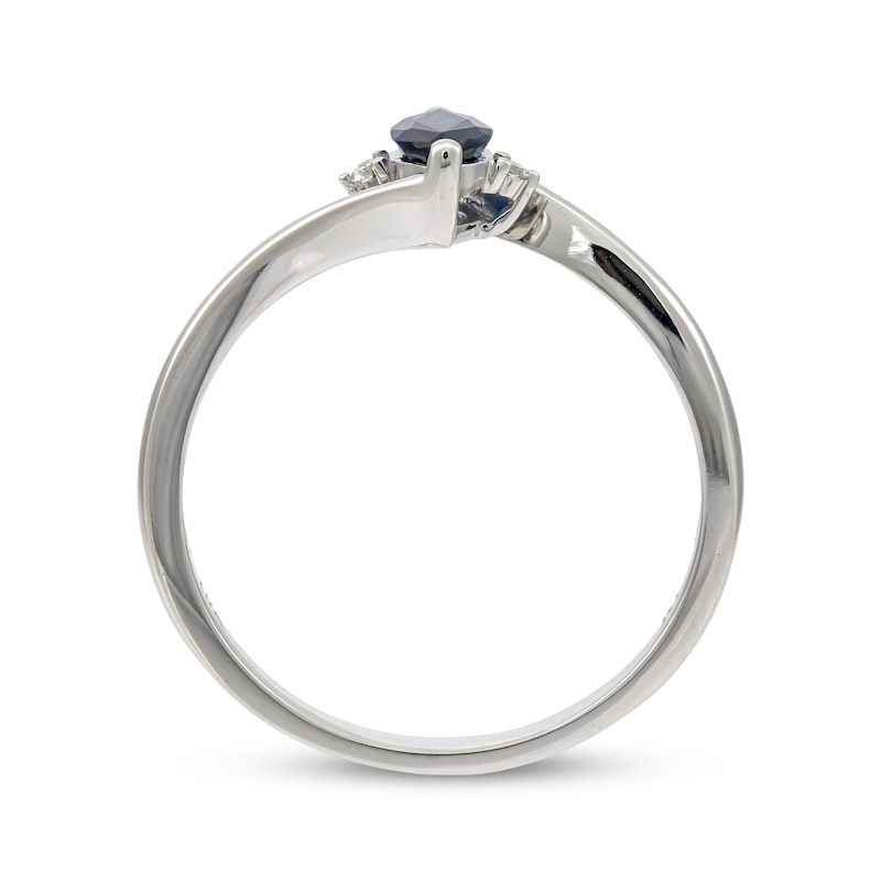 Marquise-Cut Blue Sapphire & Diamond Accent Ring 10K White Gold