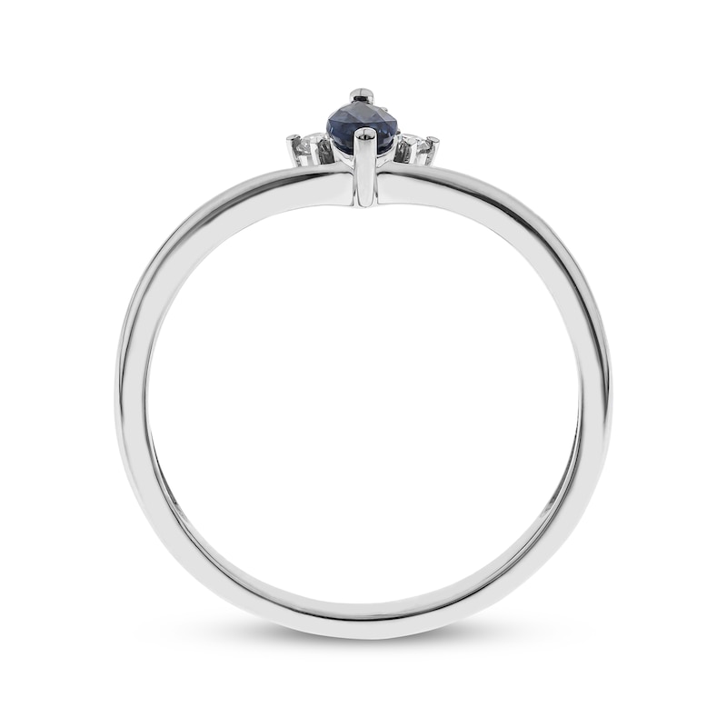 Main Image 2 of Marquise-Cut Blue Sapphire & Round-Cut Diamond Ring 1/20 ct tw 10K White Gold