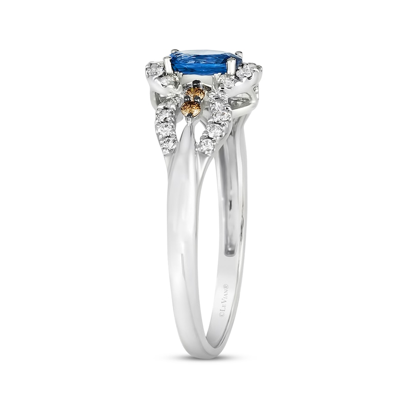 Main Image 2 of Le Vian Oval-Cut Sapphire Ring 1/5 ct tw Diamonds 14K Vanilla Gold