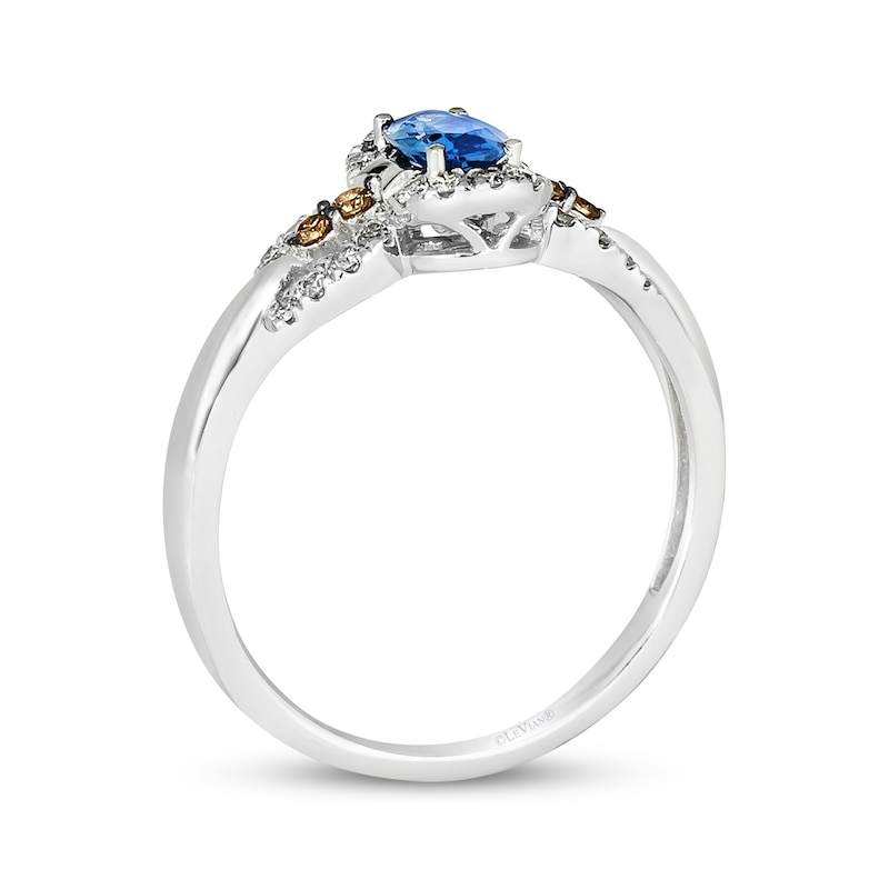 Main Image 3 of Le Vian Oval-Cut Sapphire Ring 1/5 ct tw Diamonds 14K Vanilla Gold