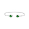 Thumbnail Image 1 of Oval-Cut Lab-Created Emerald & Round-Cut White Lab-Created Sapphire Cuff Bangle Bracelet Sterling Silver