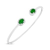 Thumbnail Image 2 of Oval-Cut Lab-Created Emerald & Round-Cut White Lab-Created Sapphire Cuff Bangle Bracelet Sterling Silver