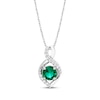 Thumbnail Image 1 of Round-Cut Lab-Created Emerald & White Lab-Created Sapphire Swirl Necklace Sterling Silver 18”