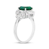 Thumbnail Image 2 of Octagon-Cut Lab-Created Emerald, Baguette & Round-Cut White Lab-Created Sapphire Ring Sterling Silver