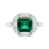 Thumbnail Image 3 of Octagon-Cut Lab-Created Emerald, Baguette & Round-Cut White Lab-Created Sapphire Ring Sterling Silver