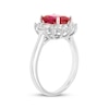 Thumbnail Image 2 of Cushion-Cut Lab-Created Ruby, Oval & Round-Cut White Lab-Created Sapphire Ring Sterling Silver