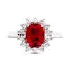 Thumbnail Image 3 of Cushion-Cut Lab-Created Ruby, Oval & Round-Cut White Lab-Created Sapphire Ring Sterling Silver