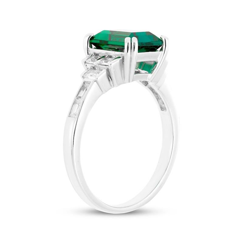 Octagon-Cut Lab-Created Emerald, Baguette-Cut White Lab-Created ...